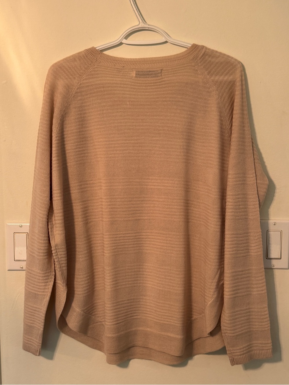 ONLY Beige Crewneck Rib-Striped Knit Sweater - Picture 3 of 3
